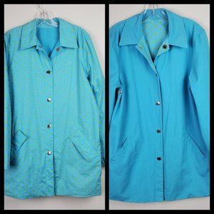 Jones New York Reversible Blue Dots Trench Coat M